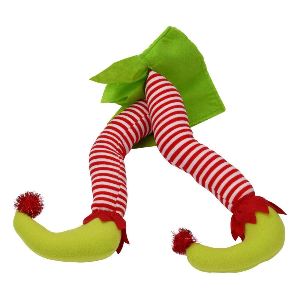 christmas elf legs HEITIGN 26 * 15 * 10 Christmas Elf Stuffed Legs Stuck Tree Topper Decorations Xmas Holiday Party Ornament Indoor Outdoor Decor