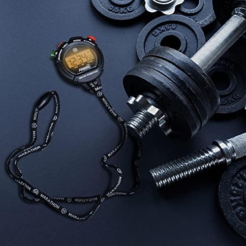 Marathon Adanac 8000 Professional Stopwatch Timer (Color - Black) - Blacklight Display with Grip Buttons | Water & Dust Shock Resistant | Time | Calendar Mode | Split Mode | Stop Watches for Coaches