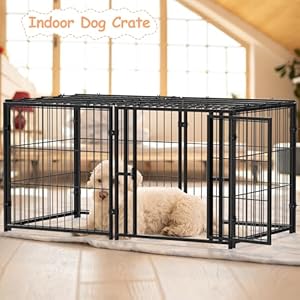 Mr IRONSTONE Dog Crate Small Dog Kennel Dog House Indoor Dog Cage for Small Medium Large Dogs, Puppy Dog Playpen, Pet Cage, 24" H x 48" L Mr IRONSTONE Dog Crate Small Dog Kennel Dog House Indoor Dog Cage for Small Medium Large Dogs Puppy Dog Playpen Pet Cage 24 H x 48 L