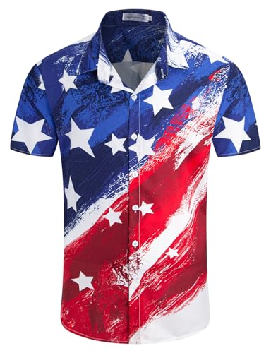 Image of Yoimira Hawaiian Shirts for Men, Print Mens Casual Short Sleeve Button Down Shirts Floral Aloha Beach Shirt