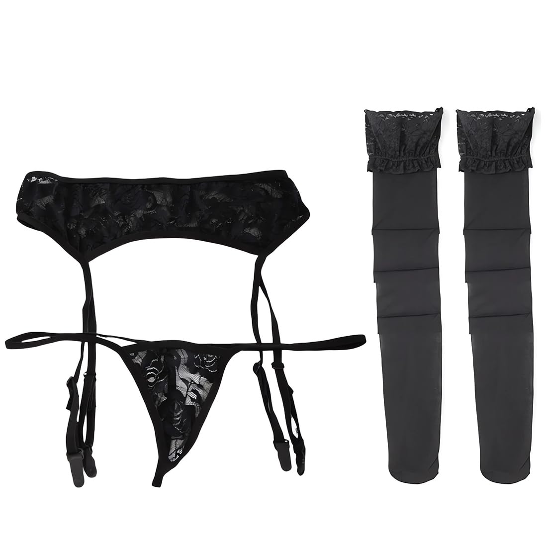 Combinaison En Maille Noire Dentelle Kingspearl - Effet Porte-jarretelles, Taille Unique 36-40