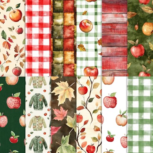 24 Sheets Fall Scrapbook Paper Autumn Decorative Craft Paper Folded Flat for Fall Baby Shower Card Making Thanksgiving Photo Album Decor 12 x 12 (C 12 x 12 in)