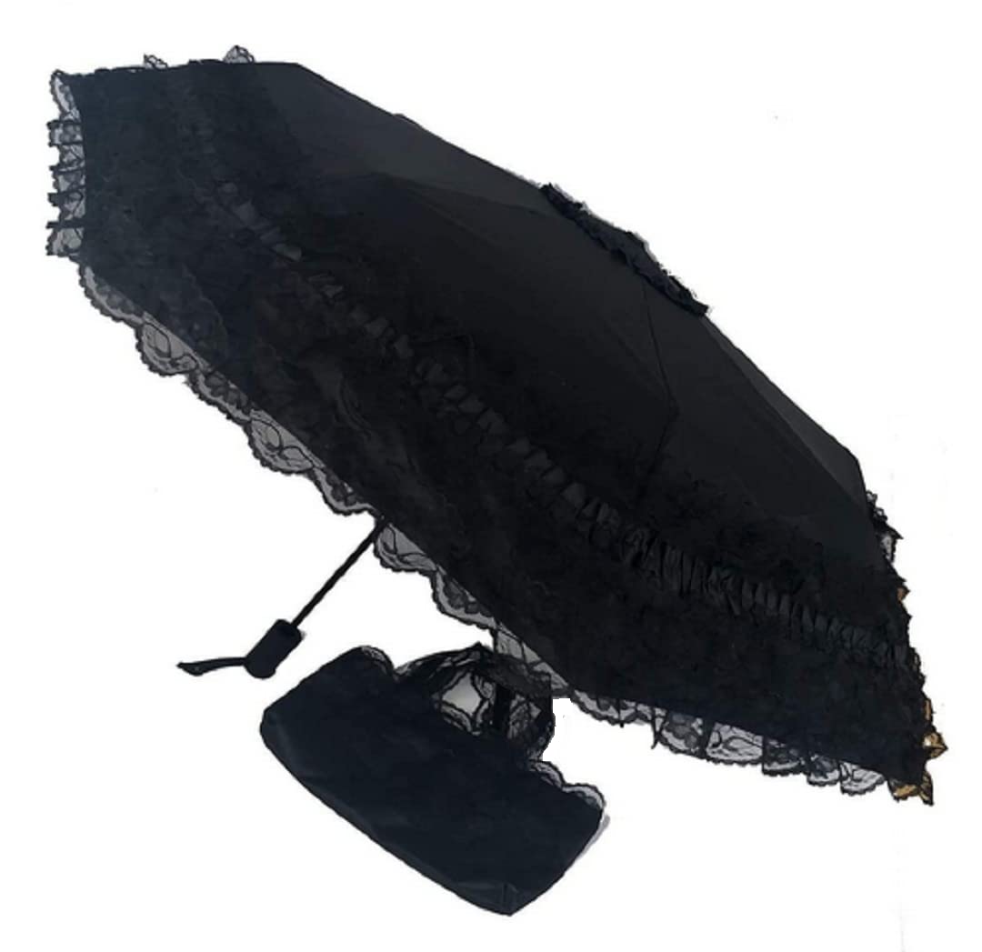 zmgmsmh Foldable Travel Umbrella Compact UV Resistance Princess Lace Parasol Umbrella Sun Umbrella for Women Girls