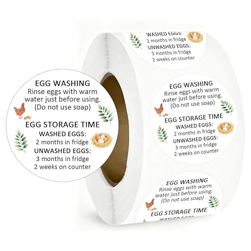 500Pcs Eggs Carton Stickers, 2 Inch Round Self Adhesive Farm Fresh Egg Stickers, Egg Handling Label (Color 02)