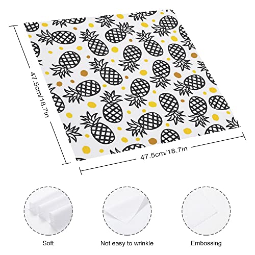Xollar Table Cloth Napkins Set Of 6 Pineapple Gold Dots Dinner Napkins Cloth Washable Reusable For Holiday Cocktail Party Home Daily Wedding Decoration Table Decor 18.7X18.7Inch #TOP1