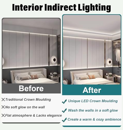 Moulure décorative de plafond avec kit de moulure murale et rail LED - 3