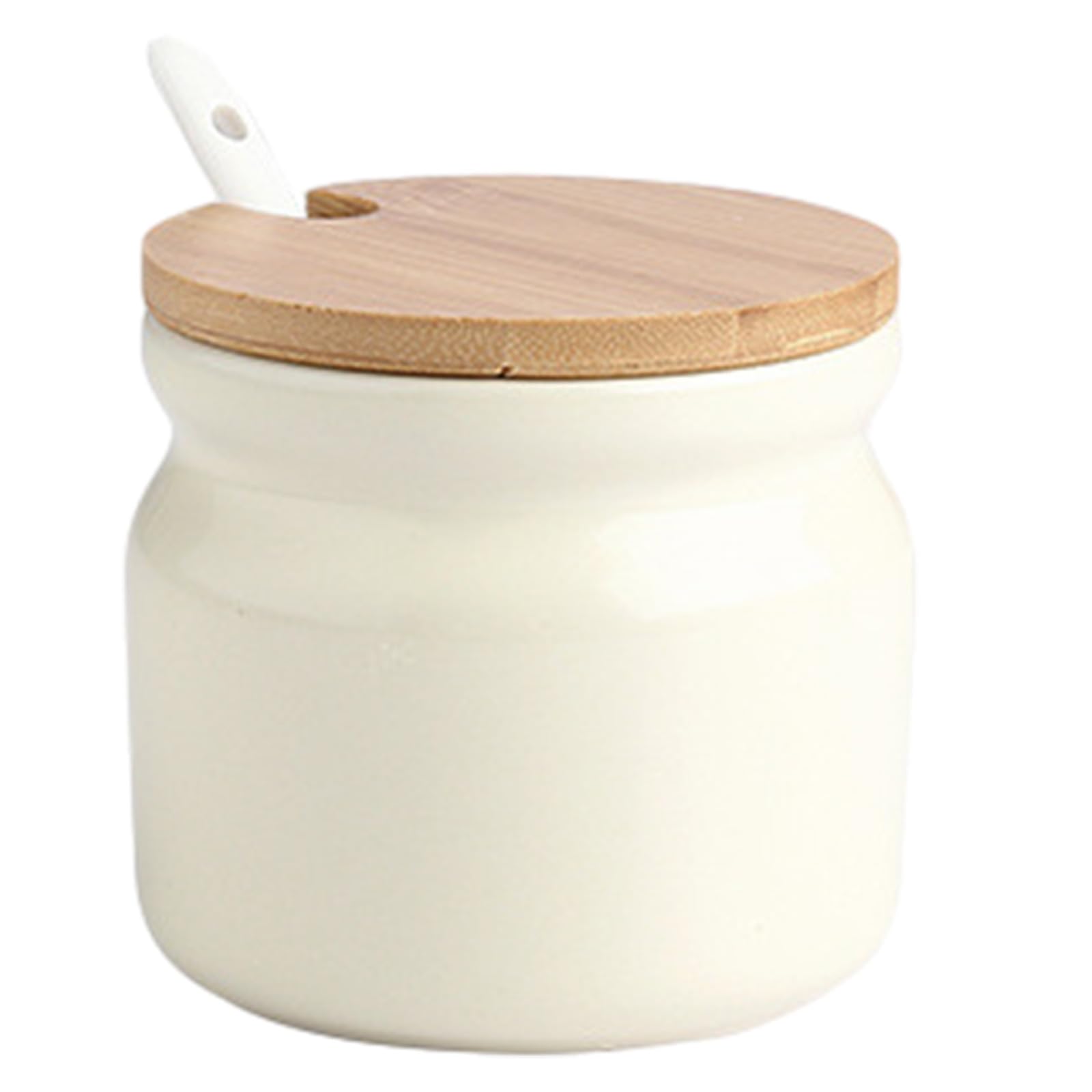 Zuckerdose mit Löffel,300ml Keramik Salztopf mit Deckel und Löffel,zuckerschalen Gewürzgläser Gewürzbehälter für Küche,Haus,Kaffee Bar,Zuckerpott,Modern Zuckerbehälter,sugar container(Beige)
