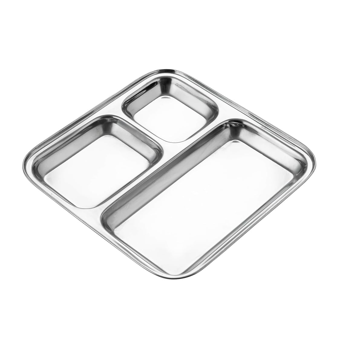 Pack of 6 Stainless Steel Dinner Plates with Compartment for Kids, Divided/Partition Plates, Lunch Dinner Breakfast Tiffin Plate (Small 3-in-1 Dinner Plates - Pack of 6 - Square) — Amazon image 8