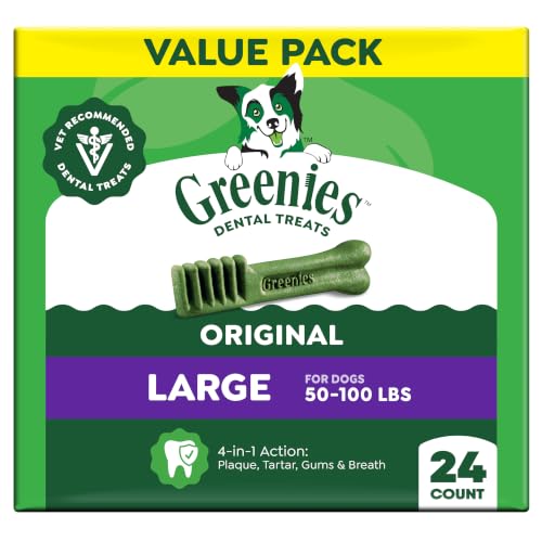 Greenies Large Natural Dental Dog Treats, Original Flavor, 24 Count
