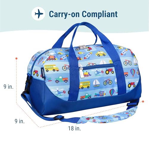 Image of Wildkin Kids Overnighter Duffel Bag - Carry-On Travel Bag for School & Sleepovers, Lightweight, Durable, Boys & Girls Ages 4-15 - On The Go