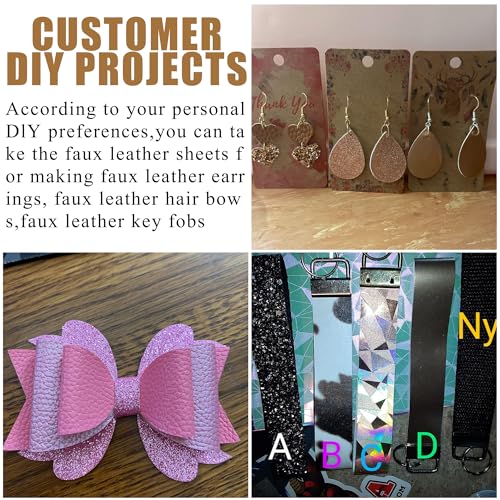 Litchi 6 Pack 8x12 Inch Faux Leather Sheets for Bow Earring, Easy to Cut Vinyl Fabric for Cricut, Durable Fade Resistant Leatherette Without Smell, Baby Pink Series