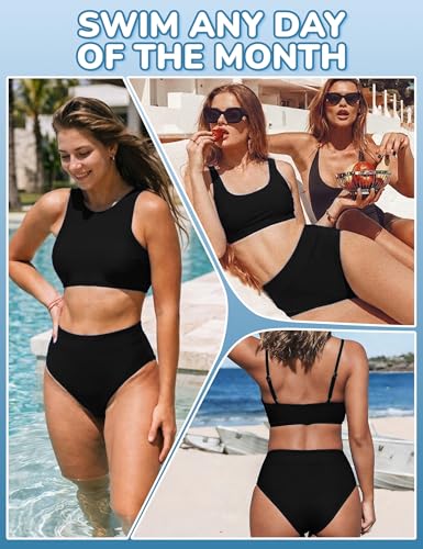 Image of Period Swimwear for Teens Women High Waisted Swimsuit Bikini Bottoms Menstrual Swim Bottoms Tankini Bathing Suit