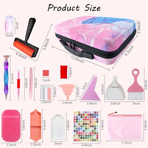 Image of Muzagroo Art Diamond Painting Storage Case, 60 Slots Bead Portable Shockproof Organizer and Accessory Box with 5D Diamond Art Accessories and Tools Kits
