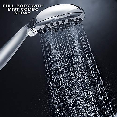 Ihao High Pressure Handheld Showerhead With Flexible Metal Hose 6 Modes Powerful Spray Force Shower Head Anti-Clog Rubber Nozzles Upc Certified Enjoy A Spa At Home- Contemporary Ø4.8 Inch Chrome #TOP5