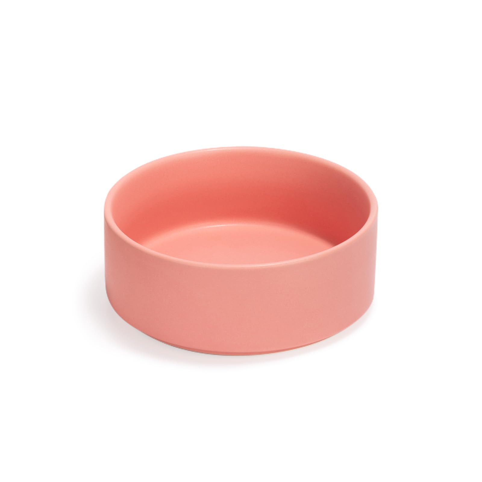 SPUNKYJUNKY 13.5OZ Ceramic Dog and Cat Bowl, Modern Cute Weighted Food Water Bowl for Replacement Pink (1 Pack)