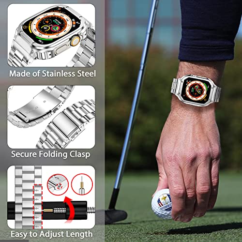 Image of MioHHR Stainless Steel Band and Case Compatible with Apple Watch Band 49mm