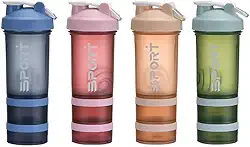 Coqueteleira para Academia com Misturador, 650 ml, Compartimentos para Suplementos, Antivazamento (Verde)