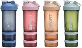 Coqueteleira para Academia com Misturador, 650 ml, Compartimentos para Suplementos, Antivazamento (Verde)