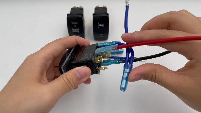 Image of 12V 20A Blue Backlit DC Motor Reverse Polarity Momentary Rocker Switch 6P (ON)-Off-(ON) DPDT Retactive Toggle Switch for Car Window Electric Trailer Jack Motor RV Fan Winch Snow Blower