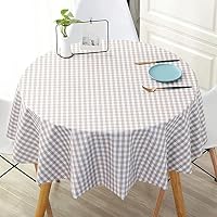 Tovaglia Rotonda Impermeabile Beige 198 Cm | Rivestimento TPU Anti Macchia E Senza Pieghe, Lavabile In Lavatrice Per Sala Da Pranzo E Feste