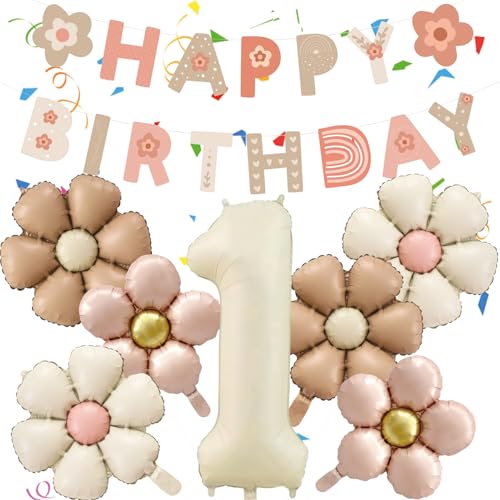 8 Stück Geburtstagsdeko 1 Jahr Mädchen, Gänseblümchen Deko 1...