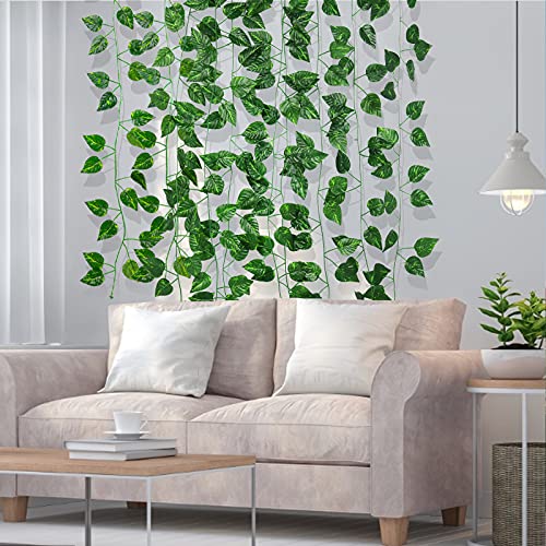 Recutms 86 Ft Artificial Ivy Fake Greenery Leaf Garland Plants Vine Foliage Flowers Hanging For Wedding Party Garden Home Kitchen Office Wall Decoration(12 Pack-03) #TOP4