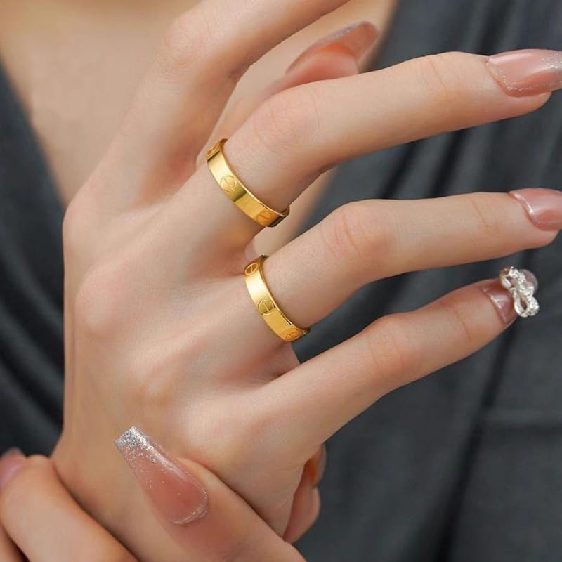 Love Ring For Women Men Girls Boys Kids Titanium Steel 18K Gold Jewelry Unisex Adult Wedding Birthday Present Anniversary Best Gifts2