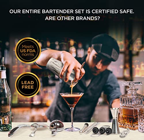 Bartender Bag Travel Bartender Kit Professional Bartender Tool Bag Portable Cocktail Leather Case With 20 Bar Tools Set Similar To Briefcase For Bartending At Bars House Party Traveling Camps #TOP5