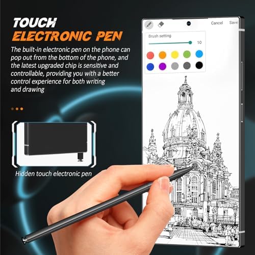 I25 Ultra Unlocked Cell Phone, 12+512GB Unlocked Phone 7000mAh Long Battery Life Smartphone,Built in Pen,6.8" HD Screen,5G/Dual SIM/Fingerprint Unlock/Face ID (Black)