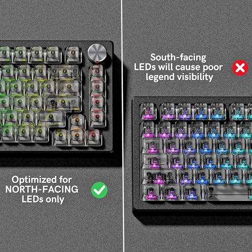 Image of dagaladoo Grey Clear keycaps,Transparent keycaps 60 75 100 Percent,Ceramic Jelly Keyboard caps Set,Shine Through keycap.,MDA Profile Keyboard Key Cap for Mx Switches Mechanical Keyboard(Side Printed)