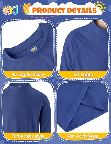 Image of Boys Rash Guard Long Sleeve Swim Shirts UPF+ 50 Rashguard for Kids Quick Dry Surfing Fishing Swimming Wear UV Protection Shirt 10-12Y Dark Blue