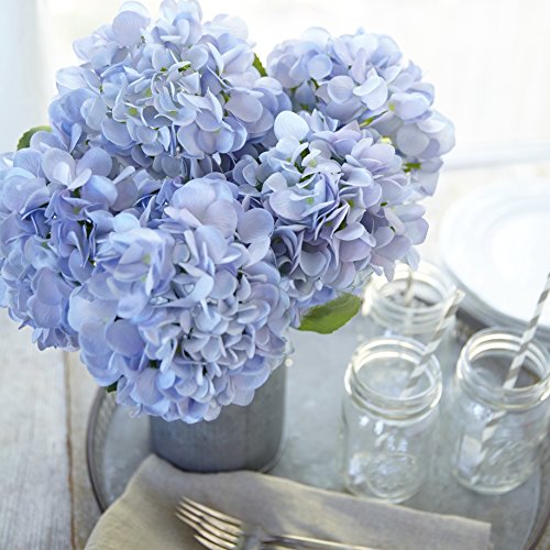 Butterfly Craze Artificial Hydrangea Silk Flowers for Wedding Bouquet, Flower Arrangements - Blue