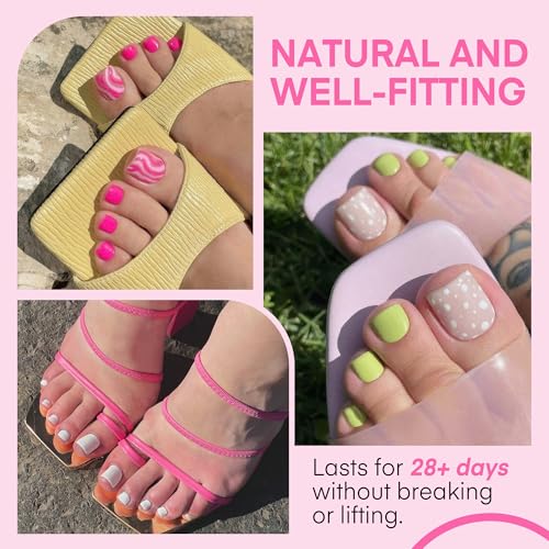 UNA GELLA Quadrat Fußnägel zum Aufkleben, 216 Stück 15 Größen Fußnägel Tips Press On Nägel Fussnägel zum Kleben Falsche Soft Gel Toenails Set Matte Für DIY Nagelstudio