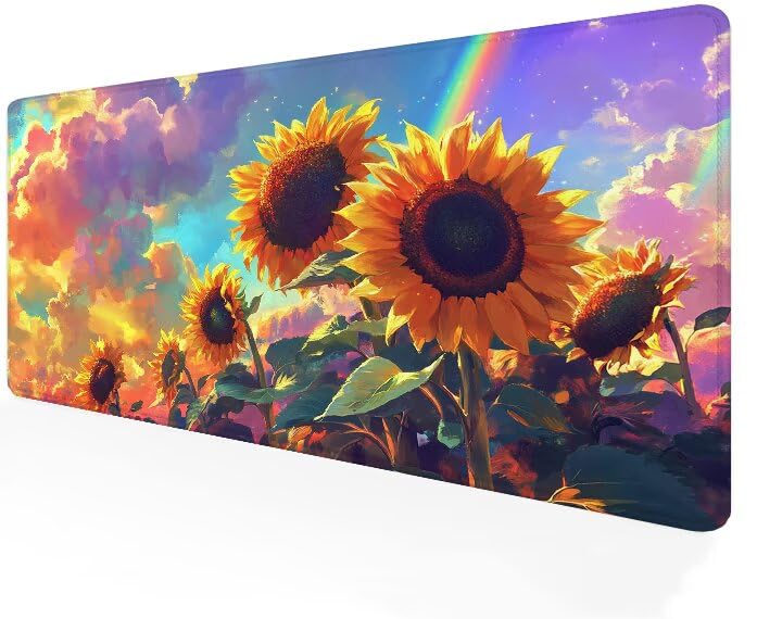 Tapis de souris gamer XXL tournesol 100x40cm grand sous-main confort