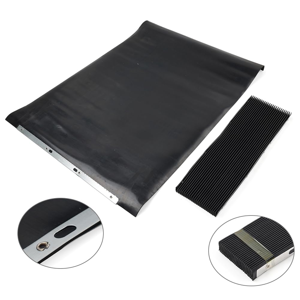 CNC Milling Machine Dust Cover, Rubber Mill Machine Dust Gurad, Flodabe 2pcs Front Back Accordion Way Flexible Covers for Bridgeport Metal Machines Black