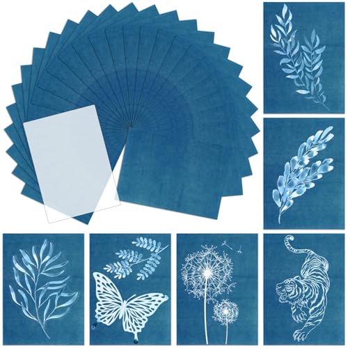 NOVWANG 45 Sheets Cyanotype Sun Print Paper With Acrylic Board - High-Sensitivity Sun Art Paper for DIY Arts and Crafts Projects