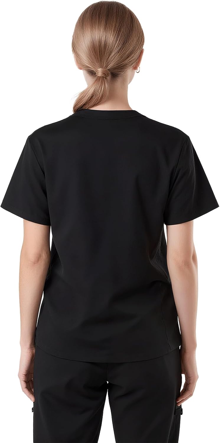 Scrub Tops For Women, Soft V-Neck Scrubs Top with 4 Pockets, 2-Way Stretch and Durable Fabric Medical Uniform Top - Image 2