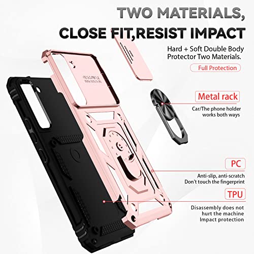 for Samsung Galaxy S22 Plus Case with Camera Lens Cover HD Screen Protector, Military-Grade Drop Tested Magnetic Ring Holder Kickstand Protective Phone Case for Samsung Galaxy S22+ Plus 5G (Rose Gold) by M MAIKEZI - Image 8
