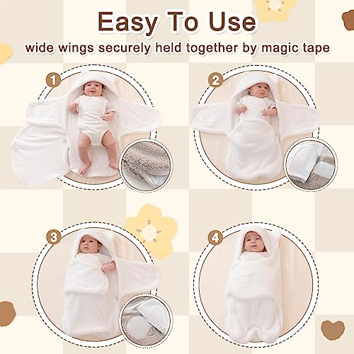 Image of AiWMGL Baby Winter Fleece Swaddle Blanket 0-3 Months Boys Girls Warm Adjustable Newborn Swaddling Wrap Soft Plush Sleeping Sacks