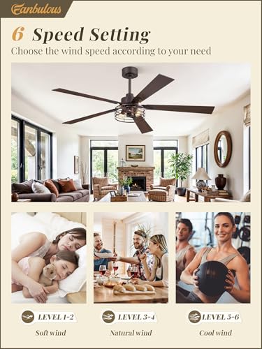 Image of Fanbulous 60 Inch Farmhouse Rustic Ceiling Fan with Light & Remote