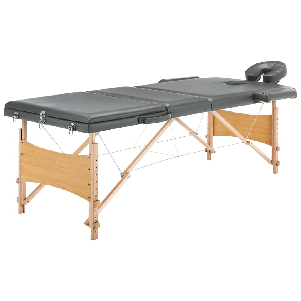 Table de Massage avec 3 Zones Cadre en Bois Anthracite 186x68cm,Santé & beauté,Hygiène personnelle,Massage & Relaxation,Tables de Massage,16.5 kg-110172