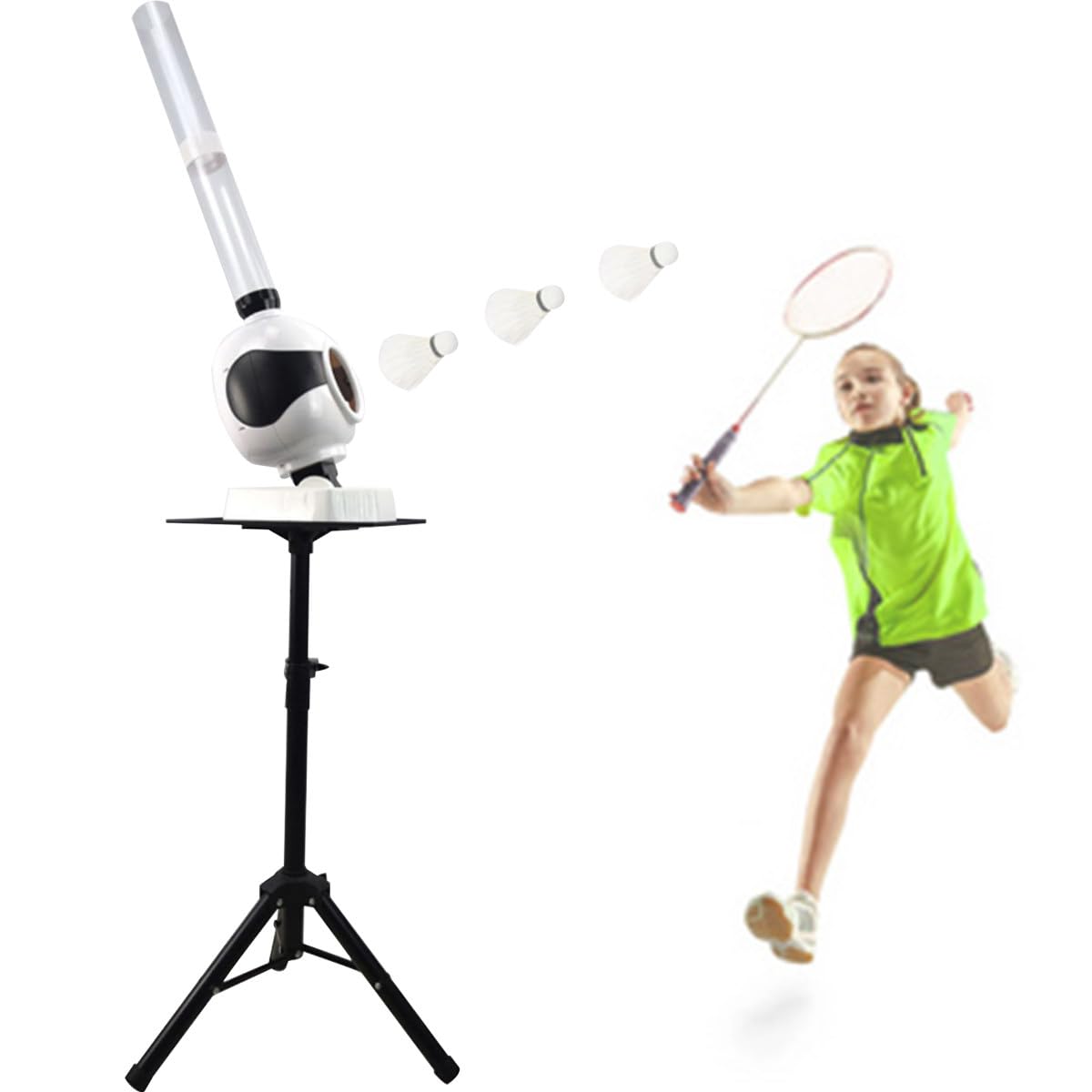 Entrenador automático de bádminton - Máquina de lanzamiento portátil para servir volante, perfecto para entrenamiento al aire libre en el patio trasero, jardín, para adultos y niños