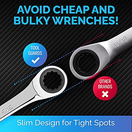 TOOLGUARDS Ratcheting Wrench - Slim Profile - Ratchet Wrench, 15/16" Wrench Set - image 3