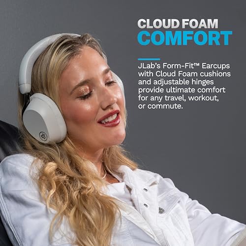Image of JLab, Epic Lux Lab Edition, Wireless Over Ear Headphones, Active Noise Cancelling, Hi-Res Audio, Cloud White