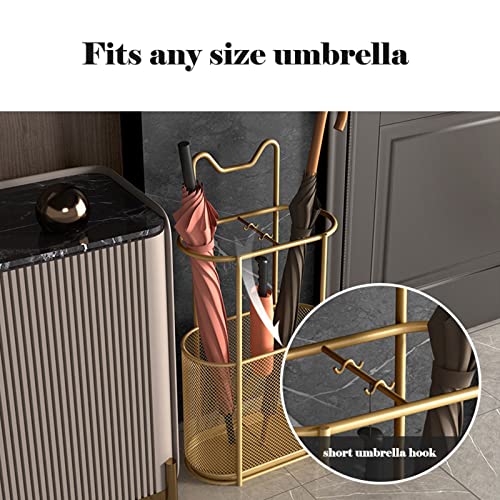 Porte-parapluies avec bac collecteur d'eau et support accessoires intégré - 5