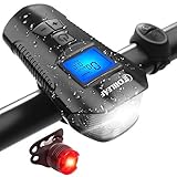 CHILEAF Bike Light Set, Bicycle Headlight Taillight, Bike Speedometer with Horn, USB Rechargeable Bike Front Light and Tail Light, Night Riding Riding Bicycle Odometer Fits All Mountain & Road Bike