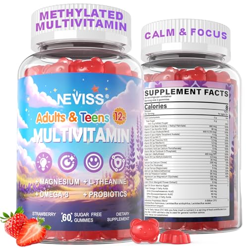 NEVISS Teen Vitamins Methylated Multivitamin Gummies for Boys Girls, 60 ct