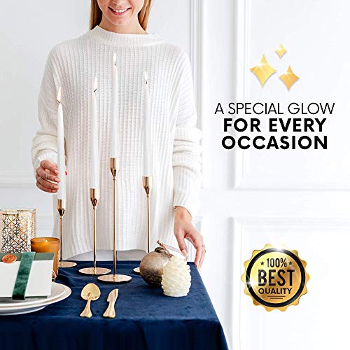 Dripless Taper Candles 10" Inch Tall Wedding Dinner Candle Set Of 12 (Navy Blue) #TOP3