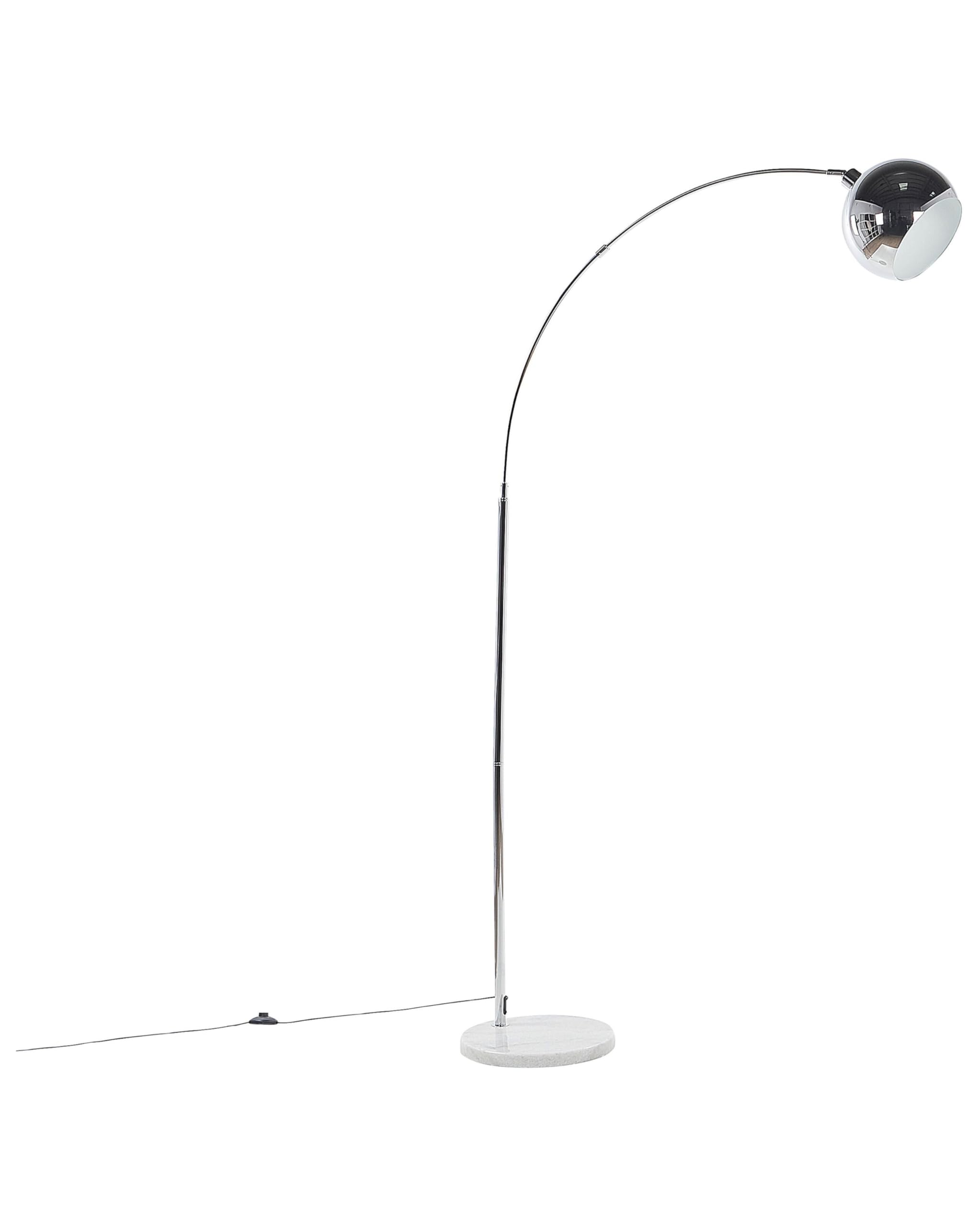 Lampadaire Design Arc Abat-jour Suspendu Réglable en Méral Argenté Brillant Éclairage de Salon Chambre Glamour Chic Moderne