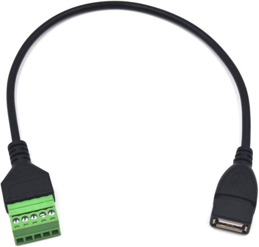 Kework 3ft USB 2.0 Male to 5 Pin Screw Terminal Female Charging and Data Transfer Adapter Connector Converter Extension Shield Cable Cord